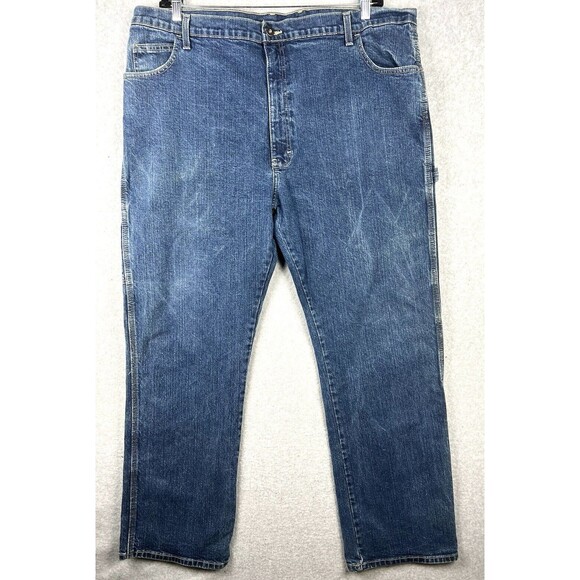 Dickies Carpenter Jeans Mens 42x32 Utility Workwear Straight Fit Hammer Loop - Picture 1 of 14